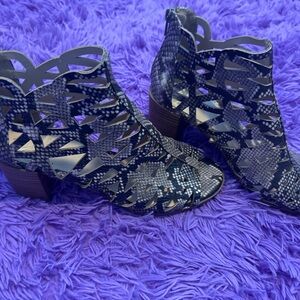 Fergalicious Snakeskin Cutout Booties